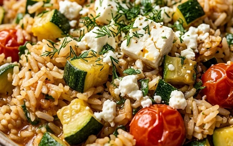 Zucchini-Reis-Pfanne mit Feta