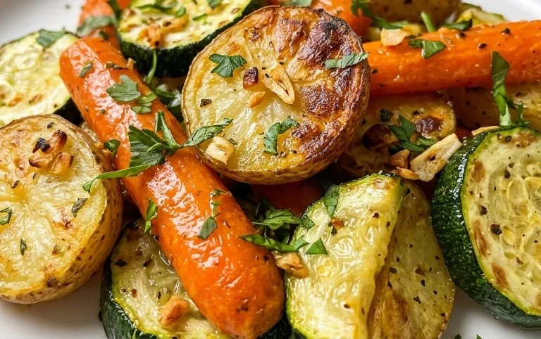 Garlic Herb Roasted Potatoes Carrots and Zucchini