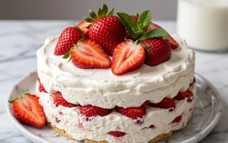 3 Ingredient No Bake Strawberry Cloud Cake