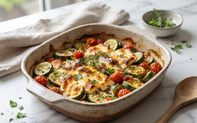 Courgettes feta au four