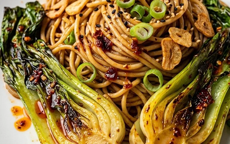 Spicy Garlic Soba Noodles with Bok Choy