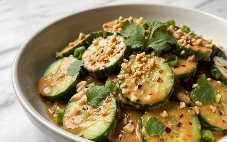 Cucumbers in Spicy Peanut Sauce