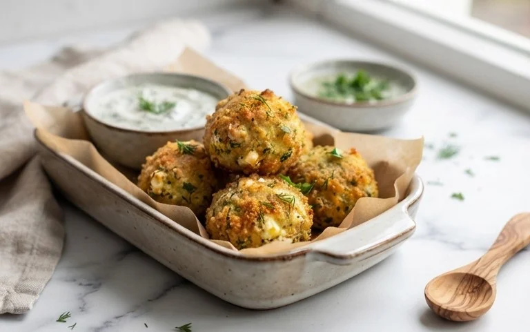 Knusprige Zucchini-Feta-Bällchen aus dem Ofen genießen!