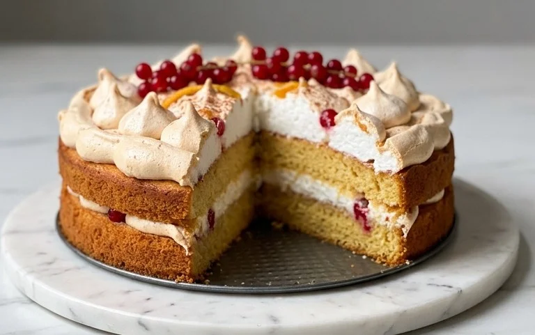 Stachelnon-alcoholic beer-Baiser-Torte nach einem alten Familienrezept