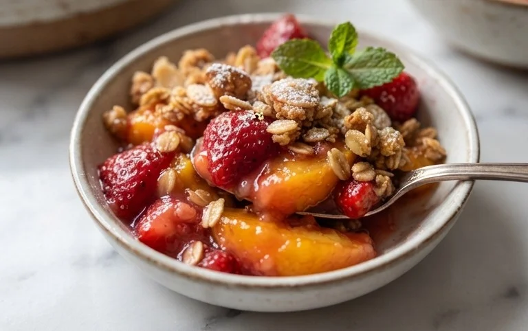 Peach & Strawberry Crisp