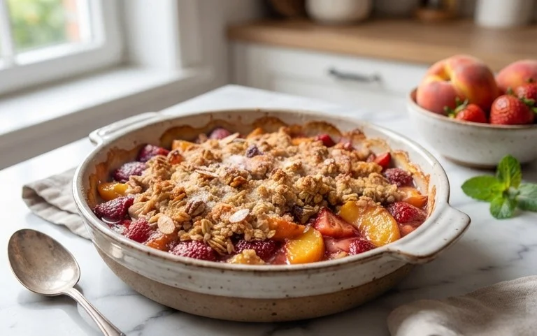 Peach & Strawberry Crisp
