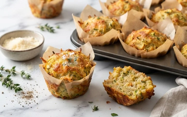 Crispy Parmesan Zucchini Potato Muffins