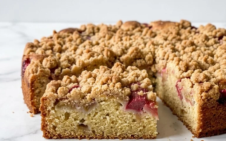 Rhabarberkuchen mit Streusel – Rezept für Eilige