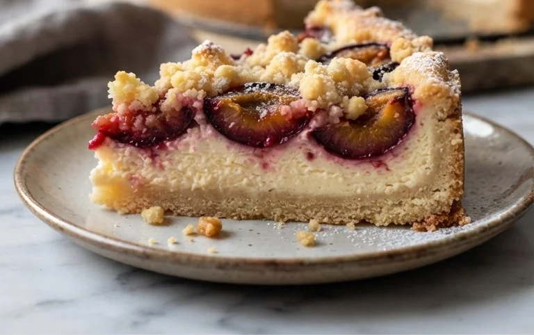 Zwetschgen-Käsekuchen - mit Mürbeteigboden & Streusel