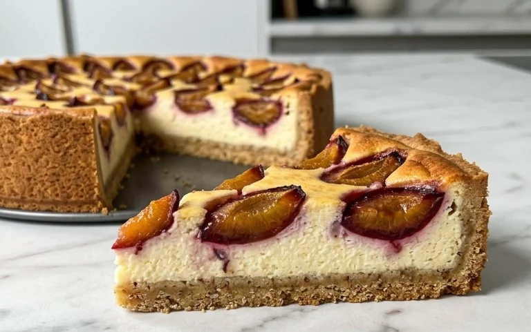 Zwetschgen-Topfenkuchen mit Nuss-Mürbteig