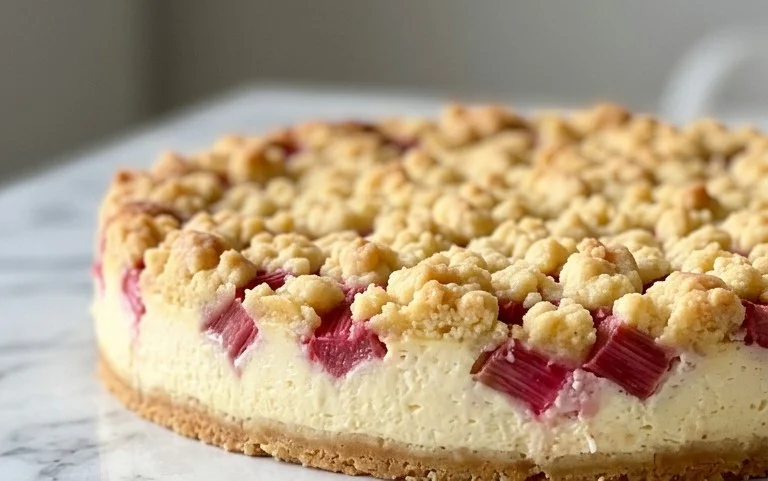 Rhabarber Quarkkuchen mit Butterstreuseln